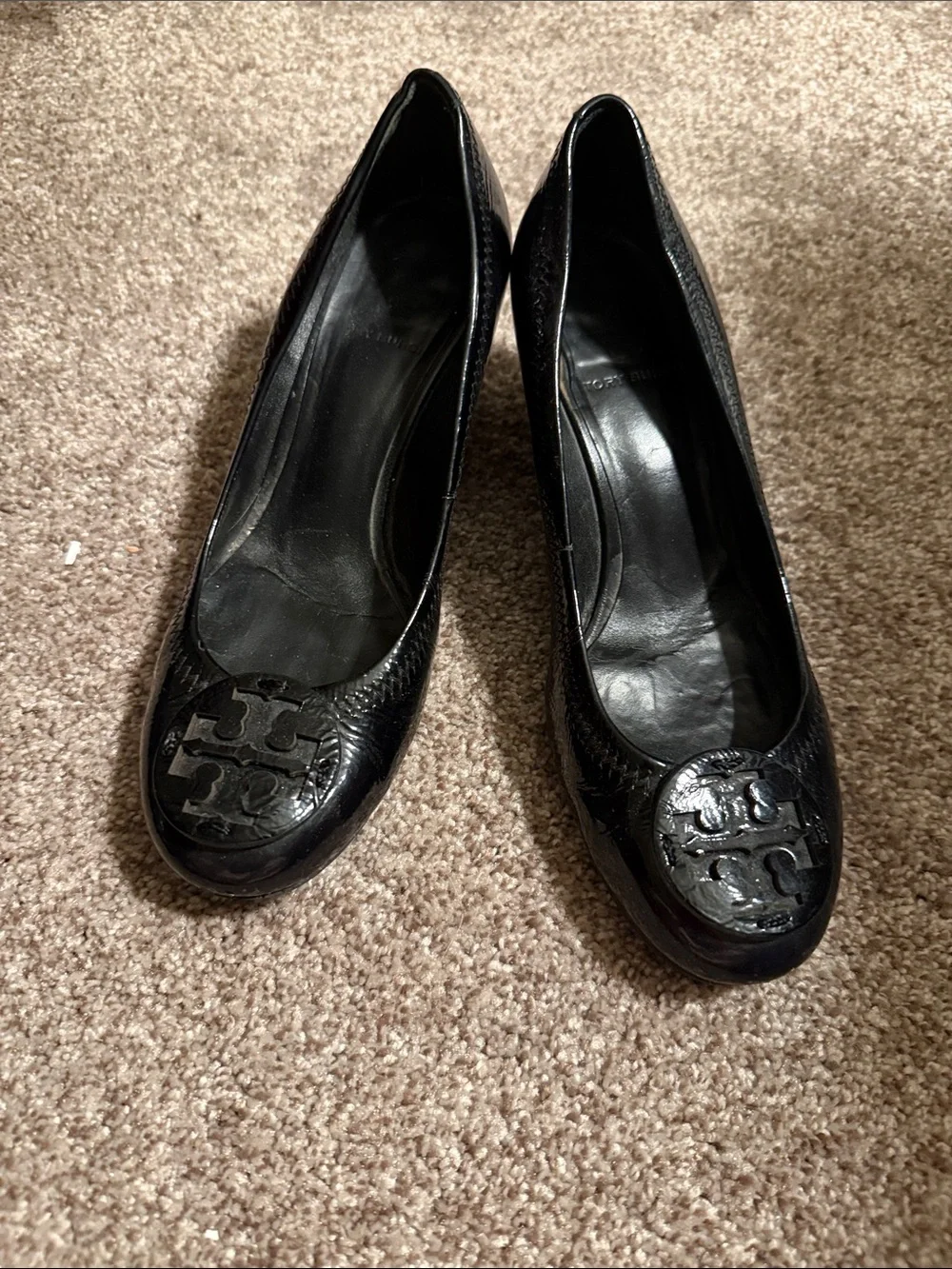 Tory Burch Black Patent Logo Ballet Flats